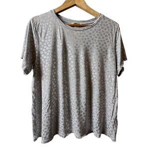 H&M Womens Grey Silver Metallic Polka Dot Viscose Short Sleeve T-Shirt Size L